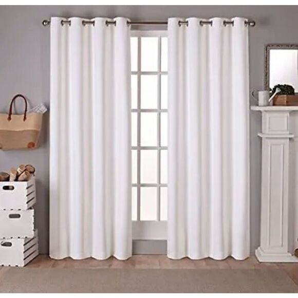 Sateen Twill Woven Blackout Grommet Top Curtain Panel Pair 52x108 Vanilla 2 Coun